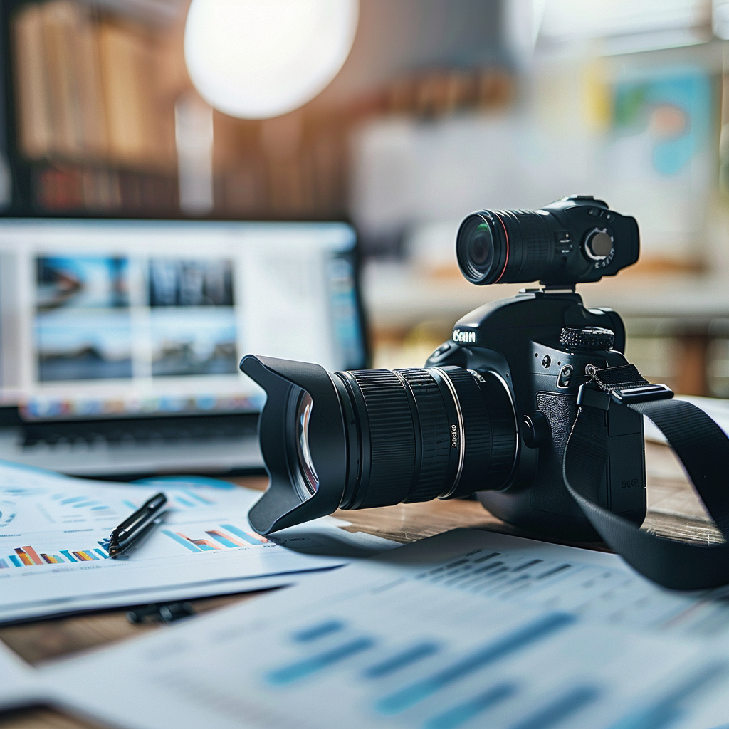 Camera with document shot, browser in background